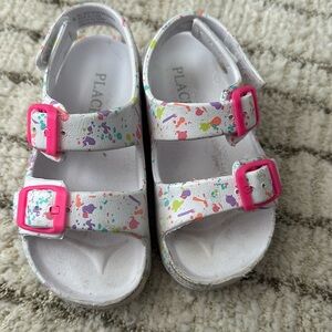 Neon paint splatter Velcro footbed toddler sandal